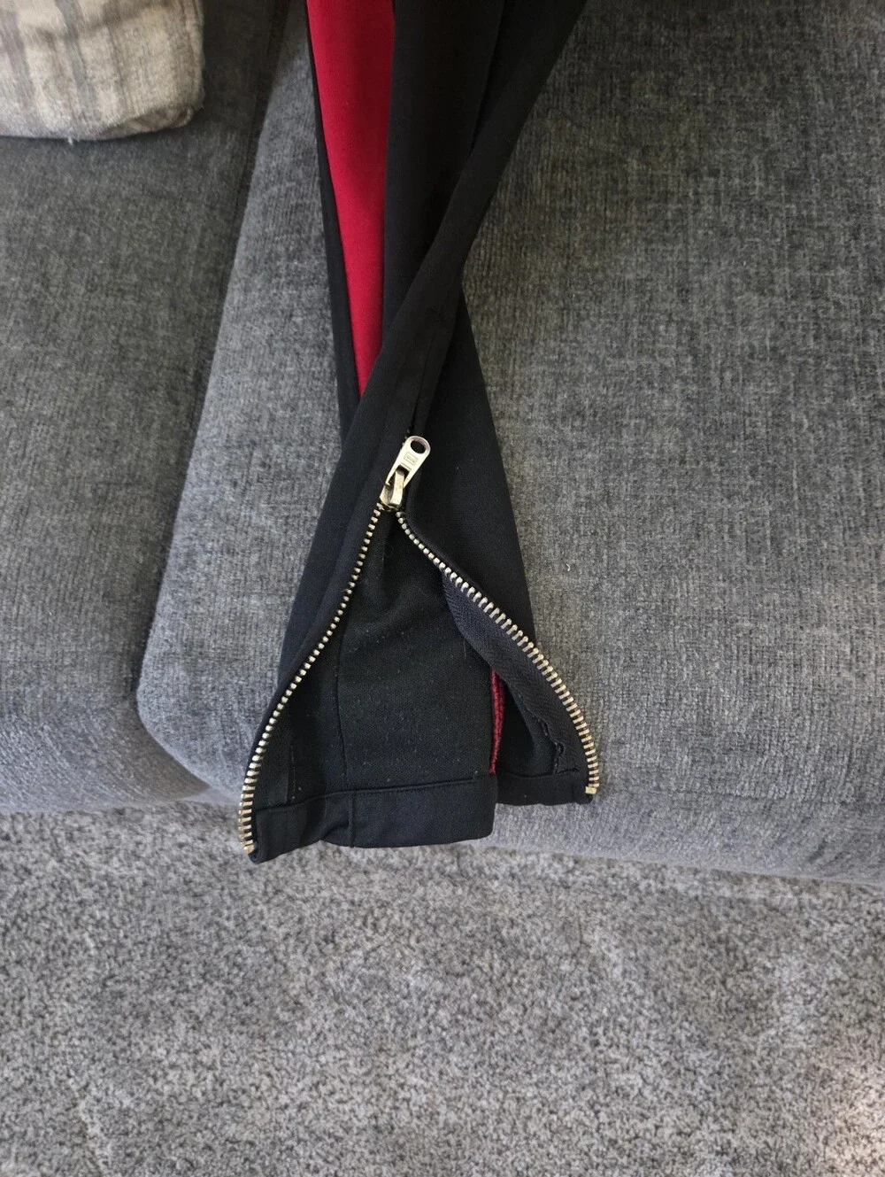 Men's Mnml Black Track Pants with Red Side Stripe